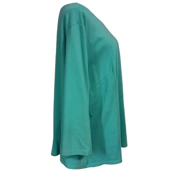 Laura Byrnes Zipper Back Top 4X Plus Size Blouse Aqua Pinup Girl Jersey Knit - Picture 2 of 16